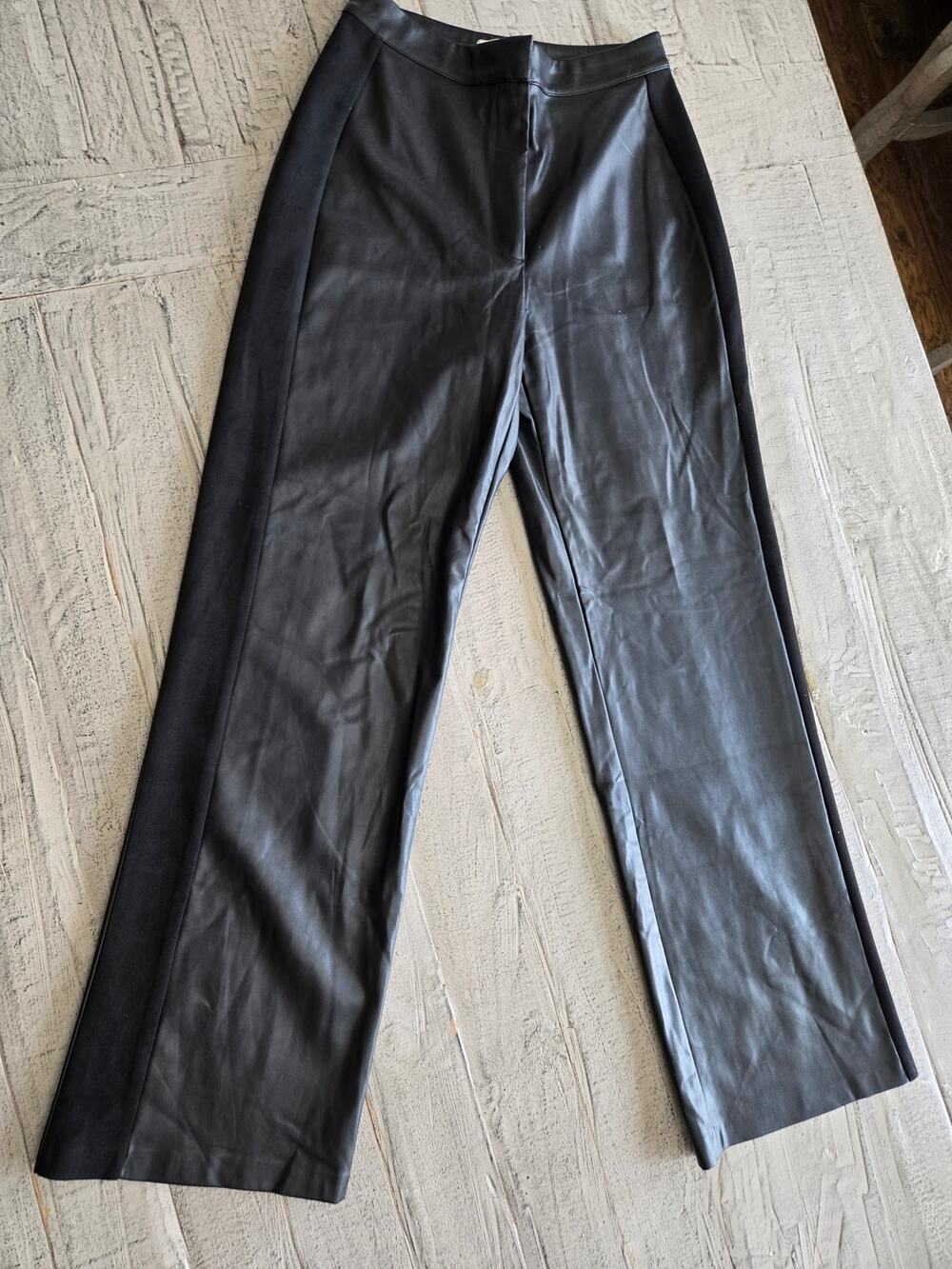 MESHKI Faux Leather Wide Leg Pants Black Women's Medium
